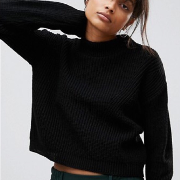 🆕Crop High Neck Knit Sweater - Picture 1 of 3
